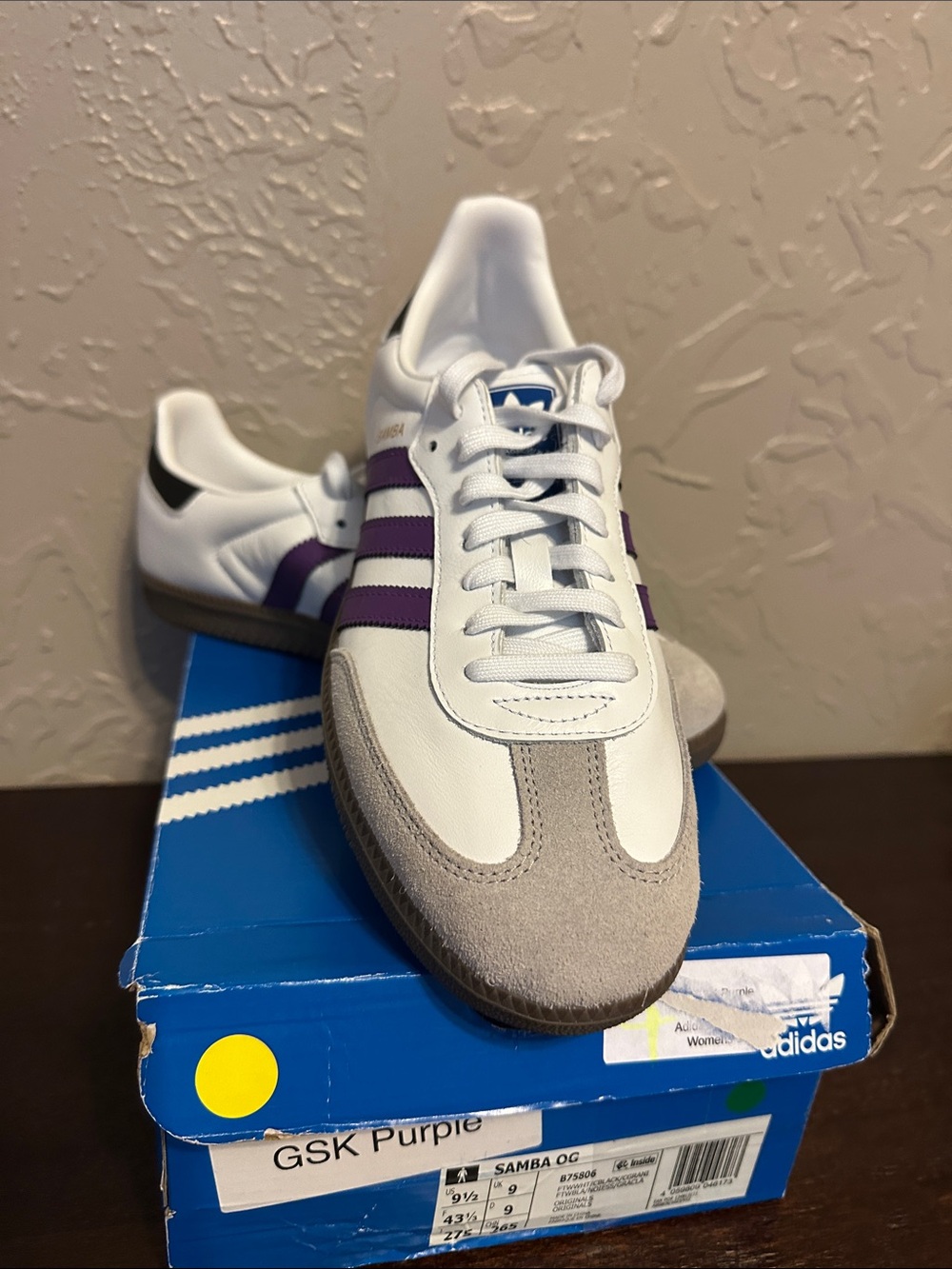 adidas Samba OG White with Purple Stripes - Men's Athletic Shoes